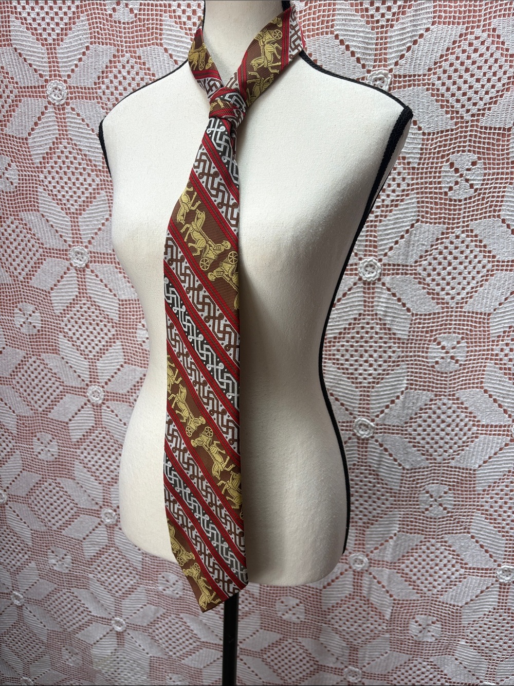 Vintage Christian Dior Chariot & Geometric Necktie